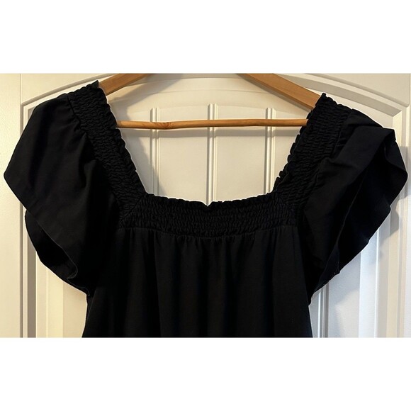 J. Crew Factory Smocked Black Short Sleeve Romper S - Picture 2 of 14